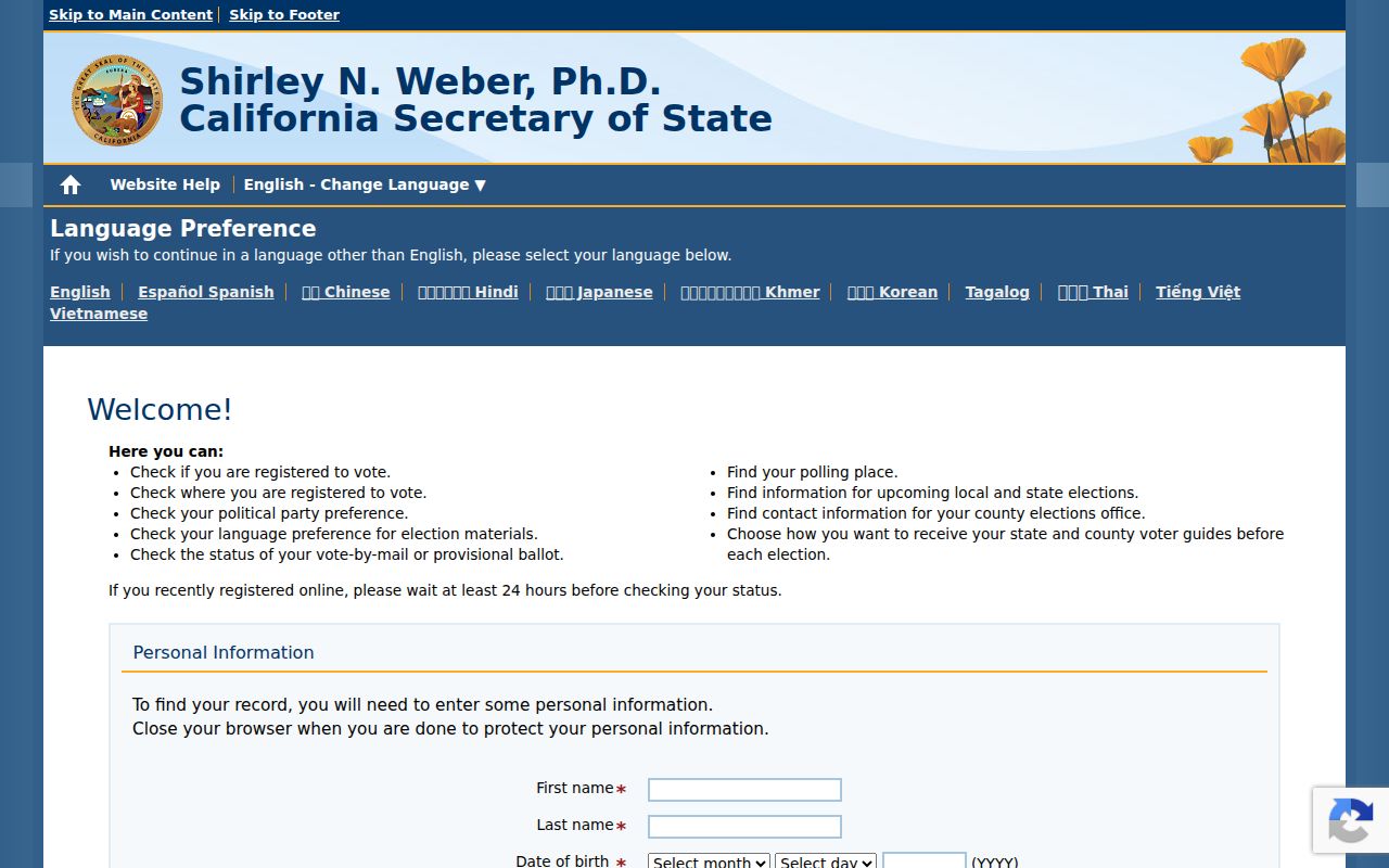 Folsom residents directory California voter status lookup