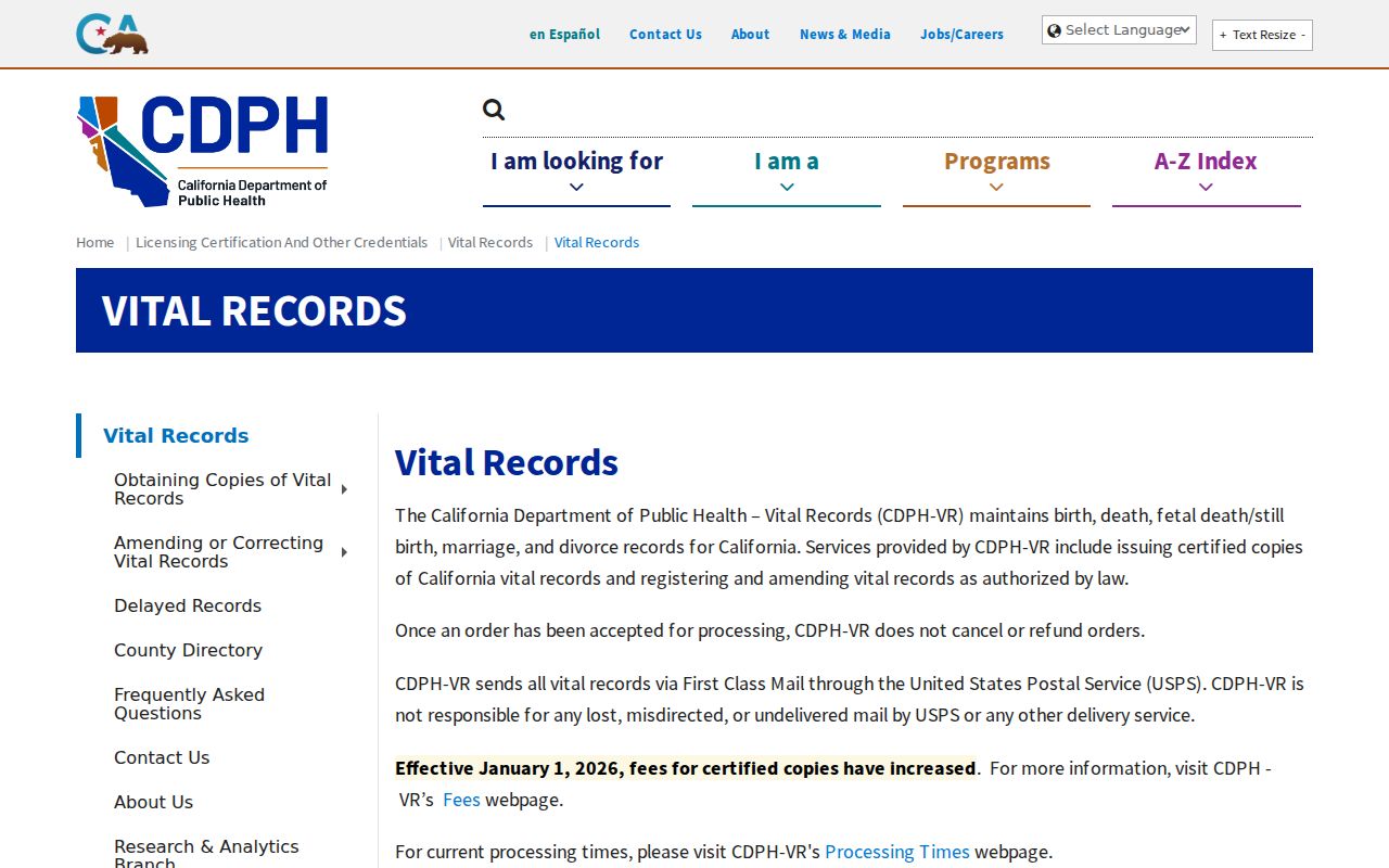 Folsom previous residents California vital-record application options