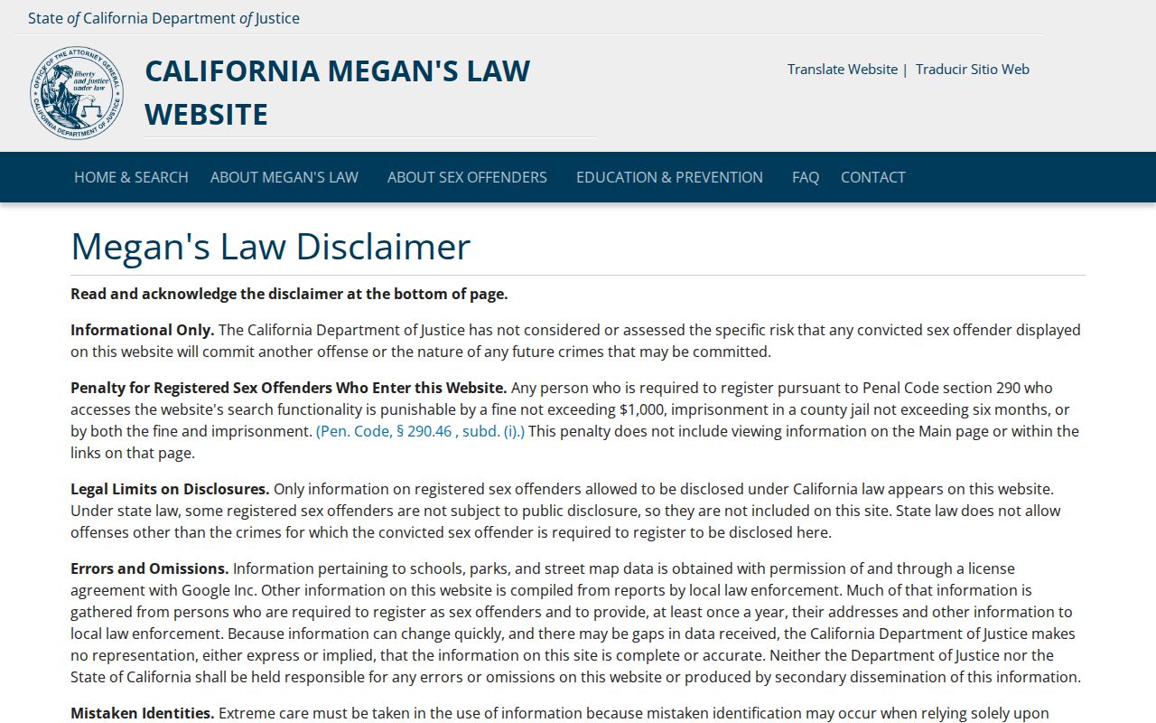 Folsom resident lookup California Megan's Law public registry